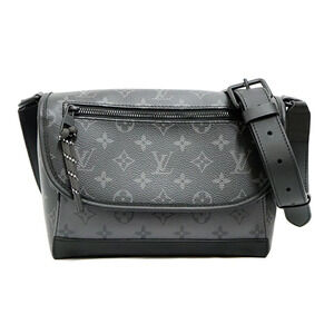 Louis Vuitton Pulse Messenger Shoulder Bag Leather Black Gray